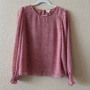 J.Crew Floral Printed Top With Smocked Cuffs, Size Medium